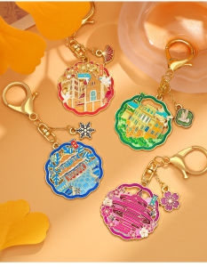 Qingdao Creative Cultural Memorial Keychain Metal Backpack Pendant Square Bridge Memorial Gift Souvenir Key Holder