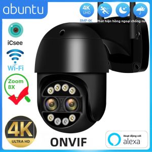 Camera IP Wifi PTZ 8MP 4K Với Zoom Quang Học 8X Tùy Chọn Camera An Ninh CCTV HD Hai Ống Kính Với Chức Năng Phát Hiện Chuyển Động Người Cho Giám Sát Trong Nhà/ngoài Trời