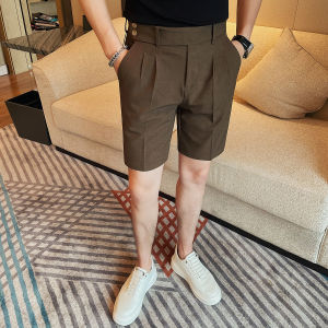 Naples Mens Suit Shorts Thin Business Casual Five-Quarter Fashionable Slimming Summer Polyester Spandex Urban Style Pure Color