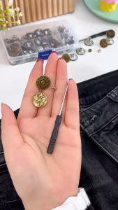 Jeans Button 10PCS/Set No Sew Metal Waist Button Random Mixed Pattern Removable Jean Buttons Set With Tool For Jeans Shorts Skirts