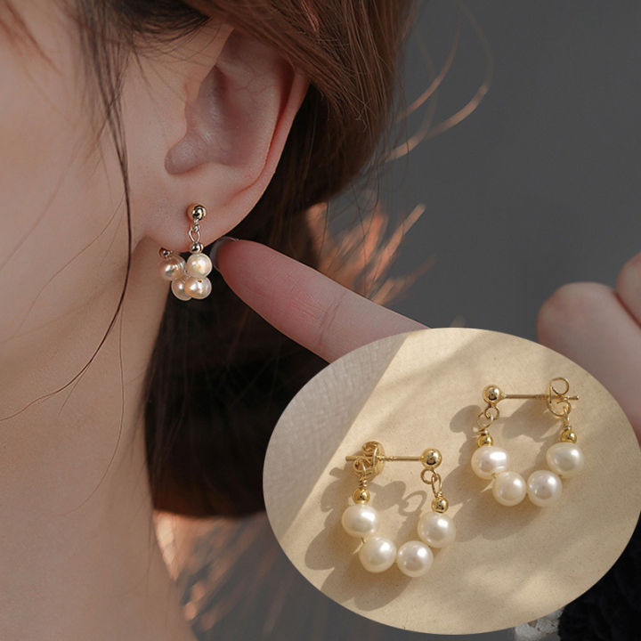 [YAN K] INS Korean Pearls Dangle Earrings Sweet Beads Drop
