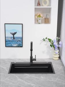 SSWW | Gunmetal Gray Stainless Steel Handmade Nano Large Single Kitchen Sink