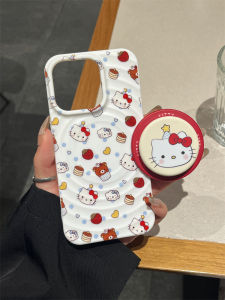 Apple 16Pro Max Magnetic Absorption Phone Case New Year Kitty Stand Female Model 15Pro 14 13 XS Max Cute 12 Advanced 16Plus Soft 11Pro Anti-Fall XR Protective Cover