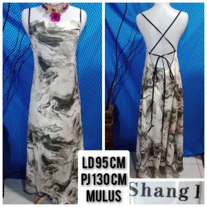 LONGDRESS GAUN PESTA BACKLESS CORAK PUTIH(SHANG PIN) 323
