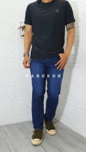 NANGKON - Celana Jeans Pria Denim Pensil Cowok Strech Bahan Melar