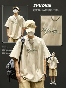 New 2025 Youth Short Sleeve Cotton T-Shirt for Men Summer Fashionable Loose Fit Printed round Neck Breathable Casual Wear