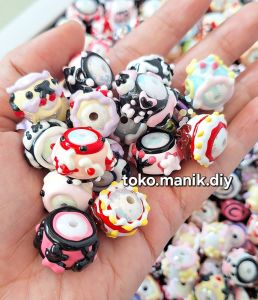 3pcs painted beads luxury manik lukis full painting
