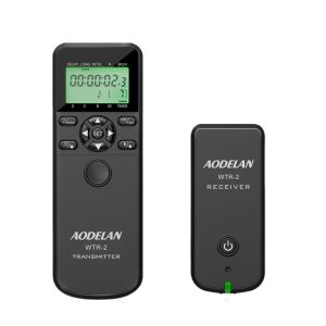 AODELAN WTR-2 Wireless Timer Remote Shutter release control time-lapse photos photography Intervalometer for Canon Fujifilm Sony Nikon Olympus Panasonic cameras interval shooting long exposures continuous self-timer Backlit LCD