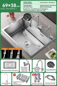 TAOSHI | Single Large Sink 304 Stainless Steel Undermount Thickened