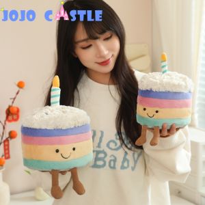 JOJO CASTLE Cuts Birthday Cake Plush Throw Pillow Cartoon Cute Stuffed Cushion Cake Sofa Decorative Body Pillow Sleeping Back Cushion Decor Gift