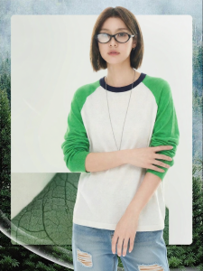 Airy Tencel Color Block Raglan Sleeve Knit Top