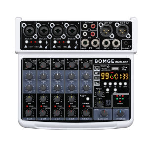 BOMGE | BOMGE 06F Portable 6 Channel 99 DSP Mini DJ Recording Audio Sound Mixer Interface Console Card with MP3 USB 48V for Karaoke KTV