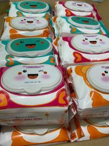 Sỉ combo 10 gói khăn ướt baby wipes 650g không cồn an toàn cho bé