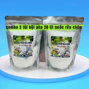 Combo 2 bột pha 20 lít nước rửa chén đậm đặc hương chanh làm sạch dầu mở trên xoang nồi chén đĩa không hại da tay