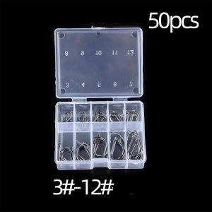 Carbon Steel Fishing Hooks Barbed Jig Sharp Silver Circle 3#-12# Portable Lure Bait Tackle Box 50-1600pcs for Pesca