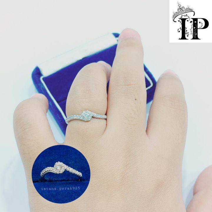 CINCIN PERAK ASLI SILVER WANITA 925 LAPIS EMAS PUTIH MODEL PERMATA FULL