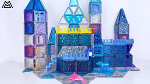 96pcs Ice Castle Magnetic Tiles Building Blocks 3D Diamond Blocks Girl Birthday Gifts Ages 3+