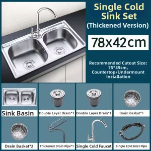 Stainless Steel Thickened Satin-Finished Kitchen Sink