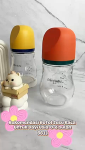 Botol Susu Kaca Wide Neck 80ml 160ml Dot Bayi Newborn 0-6 Bulan Anti Kolik BPA Free BB33