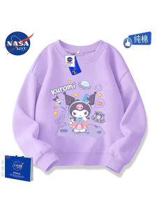 NASA Joint Name Clow M Girl Pure Cotton Sweatshirt Fleece-lined Autumn and Winter New Arrival Zhongda Childrens round Neck Warm Long Sleeves