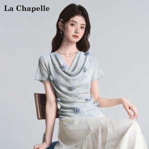 La Chapelle | French Stylish Draping Collar Slim Fit Tee