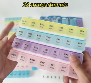 28 Slot Daily Pill Storage Box Bekas Simpan Ubat Tablet