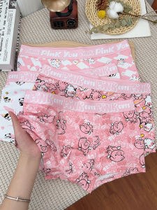 ใส่สบาย ระบายอากาศได้ดี Pure ผ้าฝ้าย ชุดชั้นในชาย Ccaquick Strong Man สีชมพูพร้อม น่ารัก การ์ตูน พิมพ์นักมวยเอวกลาง