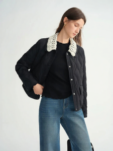 DUSHU | Plus Size Quilted Lace Collar Womens Down Jacket