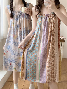 Wide Camisole Nightdress Female Middle and High School Students in Early Summer Poplin Pajamas New Homewear Sweet Little Girl Bourette Dress