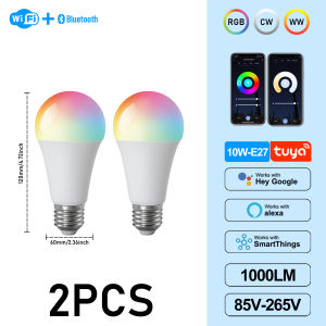 GATETOP | Dimmable E27 LED Bulb 10W TUYA WiFi Smart RGBCW Colorful 85-265V Light APP Adjust Support Alexa Google Home Alice Voice Control