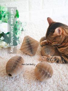 Zaomei Cat Toy Bell Dumbbell Corrugated Paper Ball Scratch-resistant Pet Supplies Cat Feathers Interactive Toys for Kittens