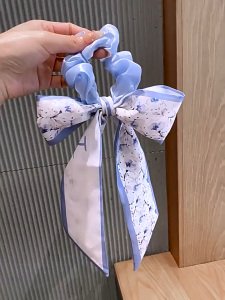 HOVELSHOP Ikat Rambut Model Pita Panjang Wanita Korean Aksesoris Fashion Lucu Scrunchie Ribbon