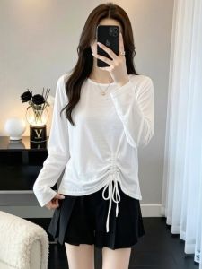 AIYITI | Thin Lightweight White Loose T-Shirt with Drawstring for Plus Size