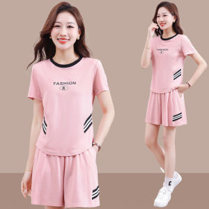 FELLERQI | Summer Lightweight Ice-Silk Sport Set Women Short Sleeve Shorts