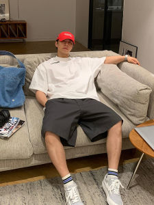 Black Ice Silk Quick Dry Short Pants Mens Summer Japanese Style Vintage Wide Leg Workwear Outdoor Cycling Mountaineering Five-Quarter Pants