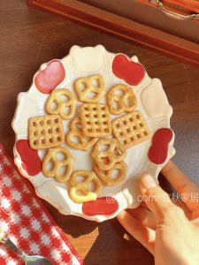 Apple Ceramic Dish Handmade Breakfast Dessert Plate Deep Pasta Cake Dish High Aesthetic Value Ins Style Multifunctional Plate