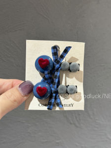 Korean Style Grid Butterfly Knot Heart Shaped Hair Clips Retro Atmosphere Side Clips Fashionable Hair Accessories for Women