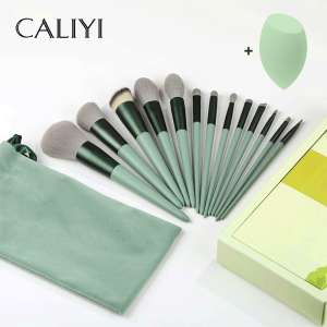 CALIYI Makeup Brushes Sponge Set Make Up for Women Cosmetic Goat Hair Tool Professional Eye Shadow Foundation Blush Blender Egg