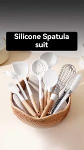 19pcs Kitchen Wares Heat-resistant Nonstick Utensils Silicone Knife Set With Storage Bucket Cooking Tools Kitchen