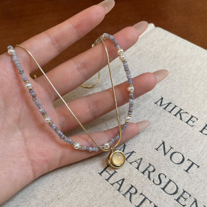 Multi-Layer Natural Stone Pearl Necklace Womens Luxury Choker Bracelet Korean Style Vintage Accessories Fashion Jewelry