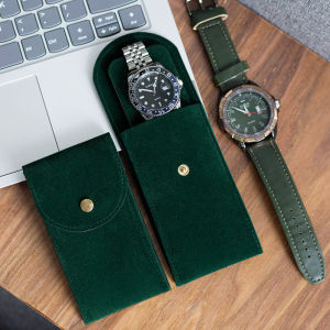 Portable Travel Watch Storage Bag Green Velvet Protection Case Single Watch Storage Box Fashion Jewelry Accessories Organizer