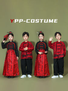 ชุดการแสดงเด็ก เสื้อผ้าฮันฟู่ ชุดใหม่แบบจีนสำหรับเด็กชายและเด็กหญิง ชุดแมตช์พ่อแม่และลูก กระโปรงทรงม้า
