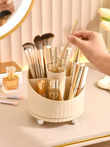 360° Rotating Desktop Makeup Brush Storage Box Lipstick Perfume Organizer Basket Plastic Cosmetic Brush Storage Container