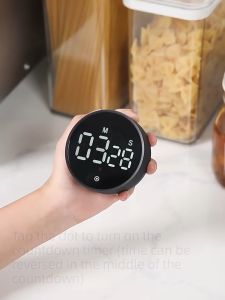 Black Magnetic LED Digital Electronic Kitchen Timer for Kitchen Studying Countdown Timer Stopwatch