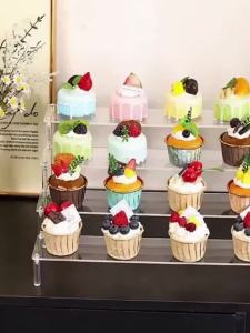 1pc Multifunctional Acrylic Transparent Stepped Cake Stand Paper Cup Cake Dessert Display Stand Suitable for Parties
