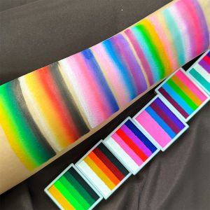 Rainbow Face & Body Paint8g แยกเค้กแต่งหน้าปลอดสารพิษ-ความอิ่มตัวสูงสีสันสดใสสําหรับเทศกาล แต่งหน้าผีเสื้อดู