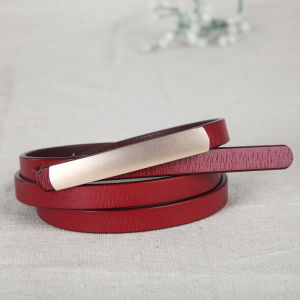 Elegant Ladies Leather Belt Fine Waist Belt for Dresses Decoration Thin Belt Red White Blue Green Brown Color Soft Surface