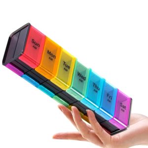 1PCS Weekly Pill Organizer 2 Times a Day Large 7 Day Easy Fill AM PM Pill Box Large Daily Pill Cases Medicine Box Vitamins