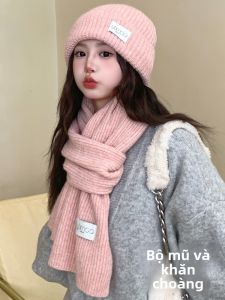 MiiOW | Mũ len dệt kim dày ấm áp cho nữ MiiOW Cat Face Winter Collection Mũ và khăn choàng mùa thu đông cỡ lớn cho đầu lạnh