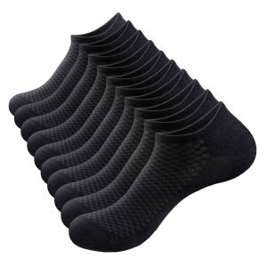 10 Pairs Mens Bamboo Ankle Socks Summer Thin Plain Daily Low Cut Sneaker Trainer Socks Breathable Ivisible Short Socks